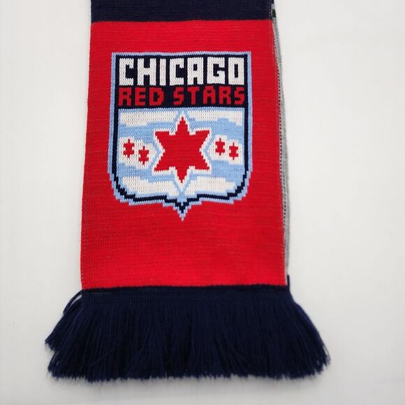 Chicago Red Stars Saint Louis Scarf Red Blue Gray 55"X7" RARE - Picture 1 of 10